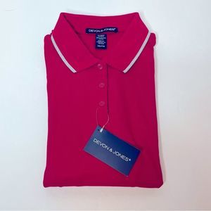 NEW! Ladies Devon & Jones Sporty Red Active Golf Polo Shirt, Size 2 XL